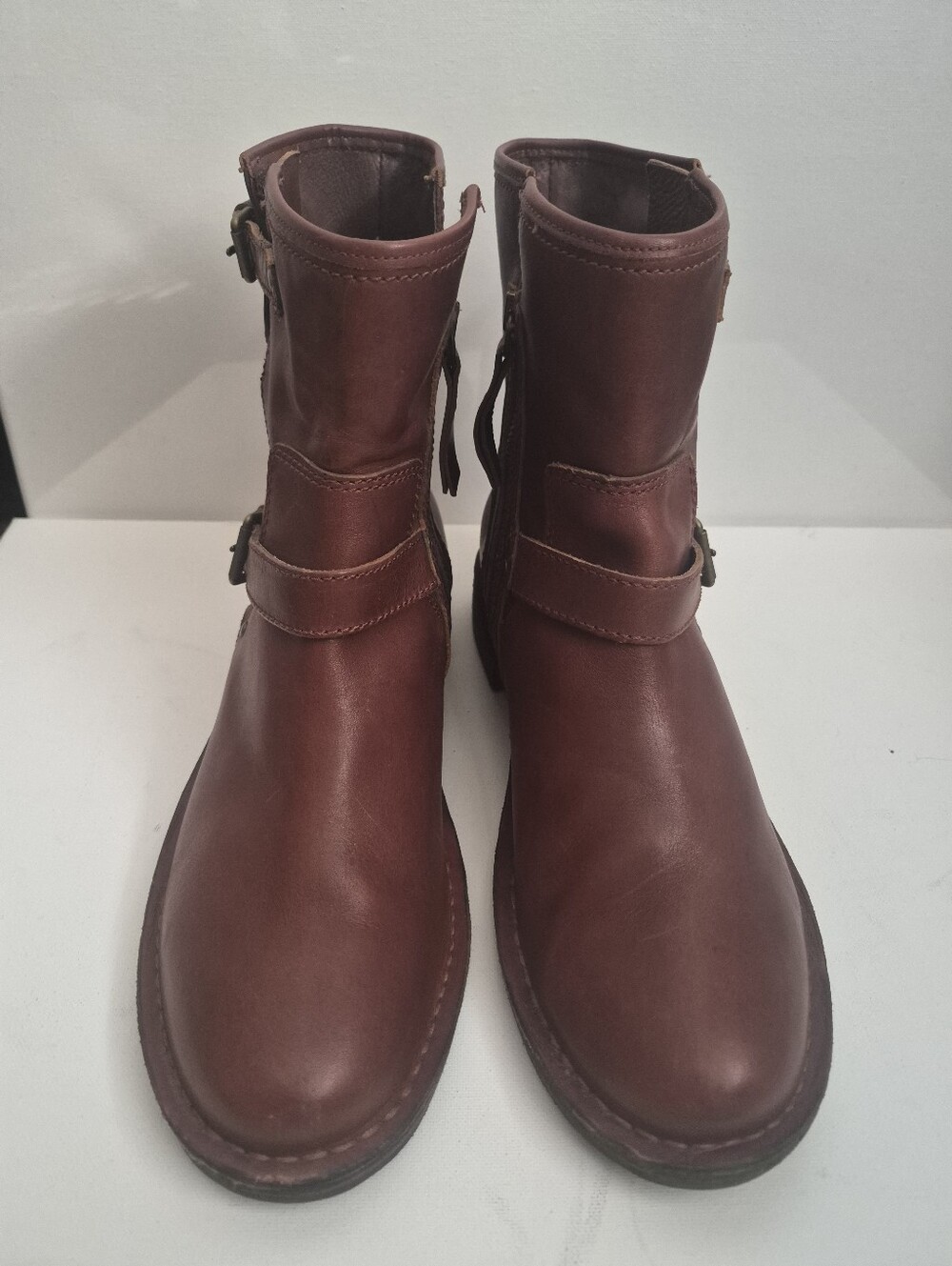 UGG Australia Fabrizia Brown Leather Moto Boots 1001661 Women's Size 9.5